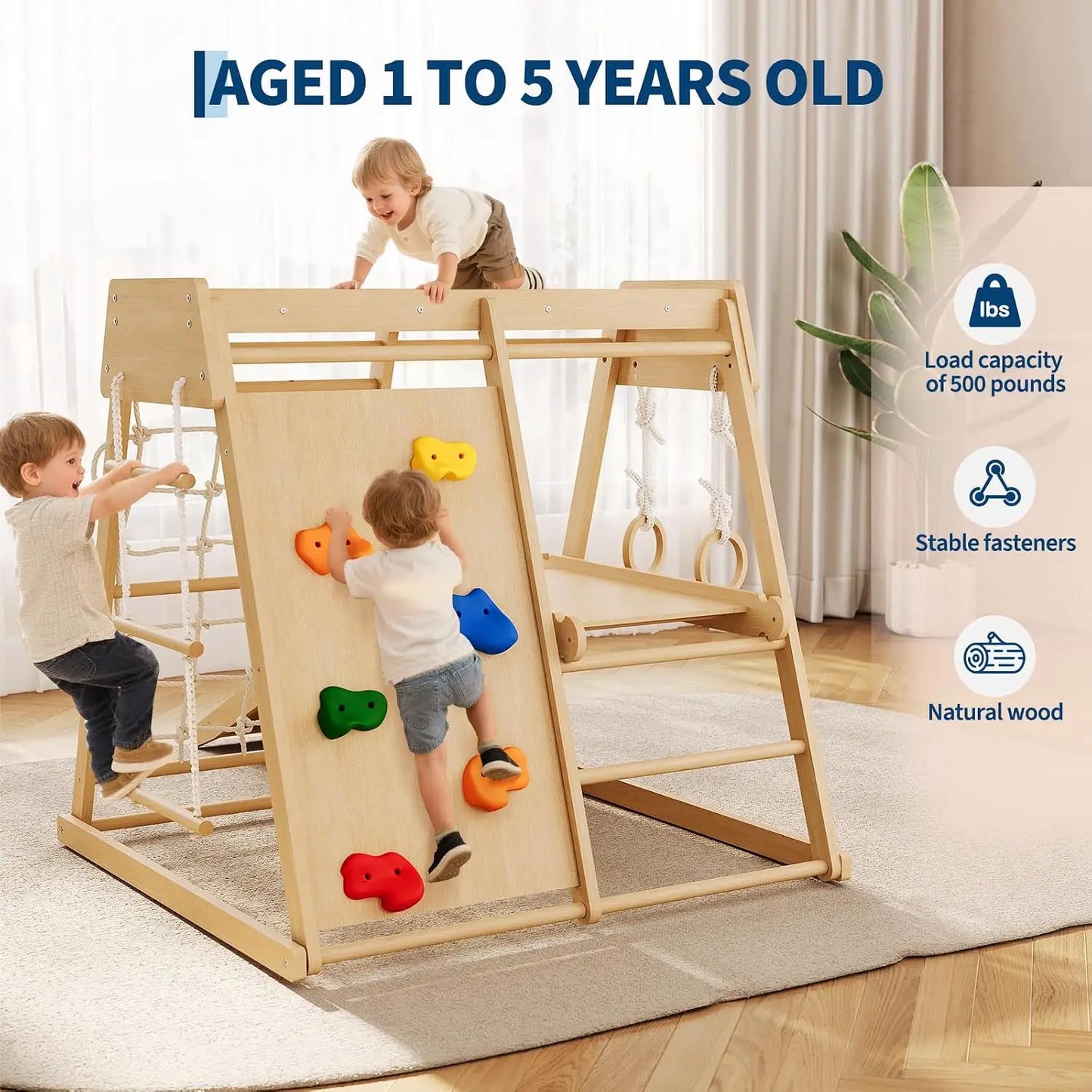 Twister Wooden 6IN1 Kids Indoor Jungle Gym Climber Playset