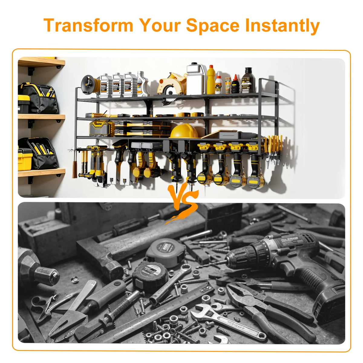 Heavy Duty Metal Wall Mounted Power Tool Drill Organizer Rack