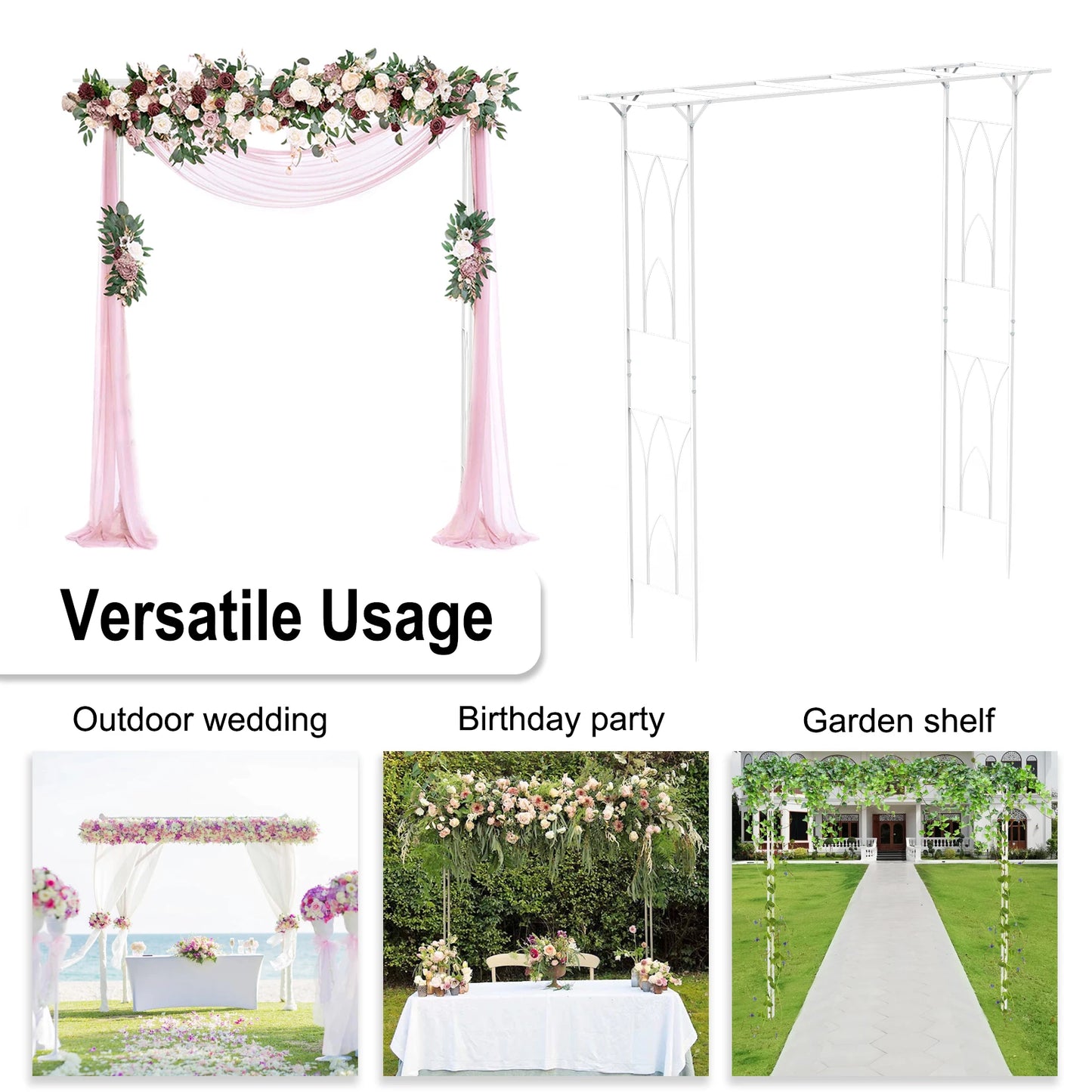 Premium Metal Garden Arch For Patio Outdoor Wedding Decor