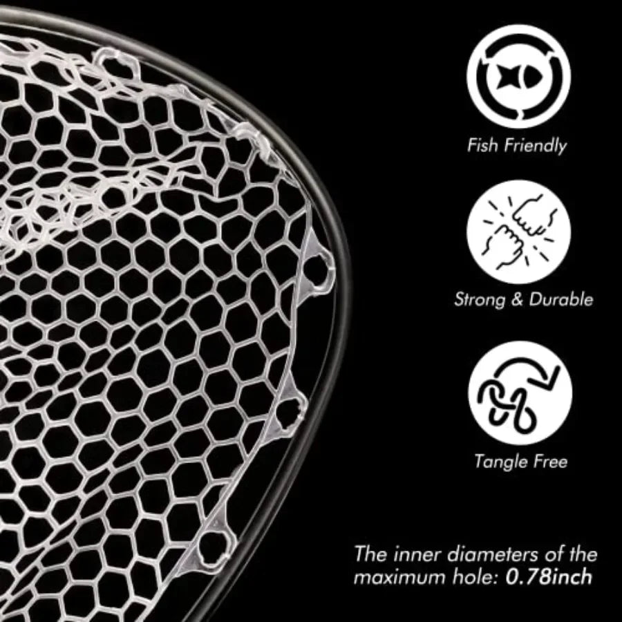 Carbon Fiber Fly Fishing Landing Net With Soft Rubber Mesh