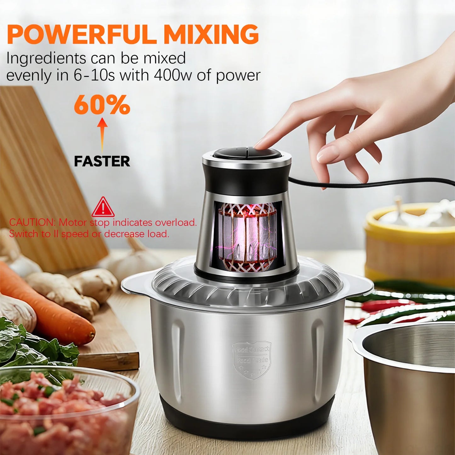 Lalayuan Electric Meat Grinder Kitchen Vegetable Chopper