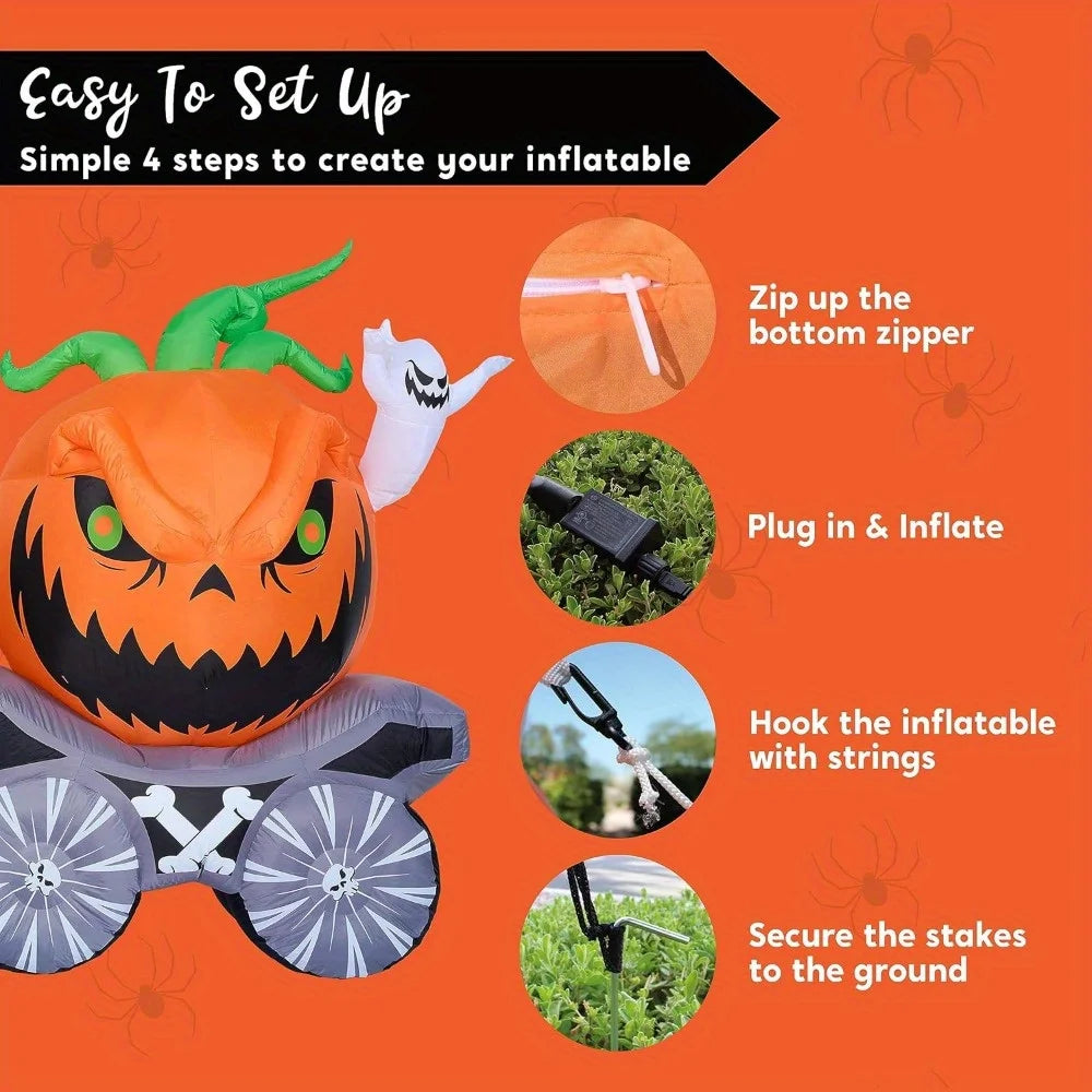 Joyfy Pumpkin Carriage Halloween Inflatable Outdoor LED Yard Decoration