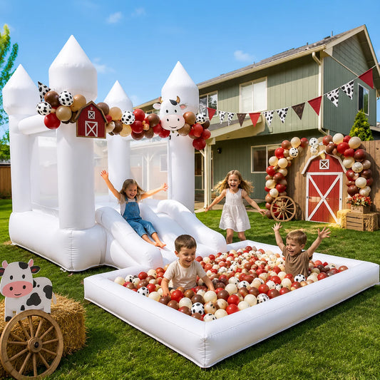 Inflatable Bounce House With Slide And Ball Pit For Kids