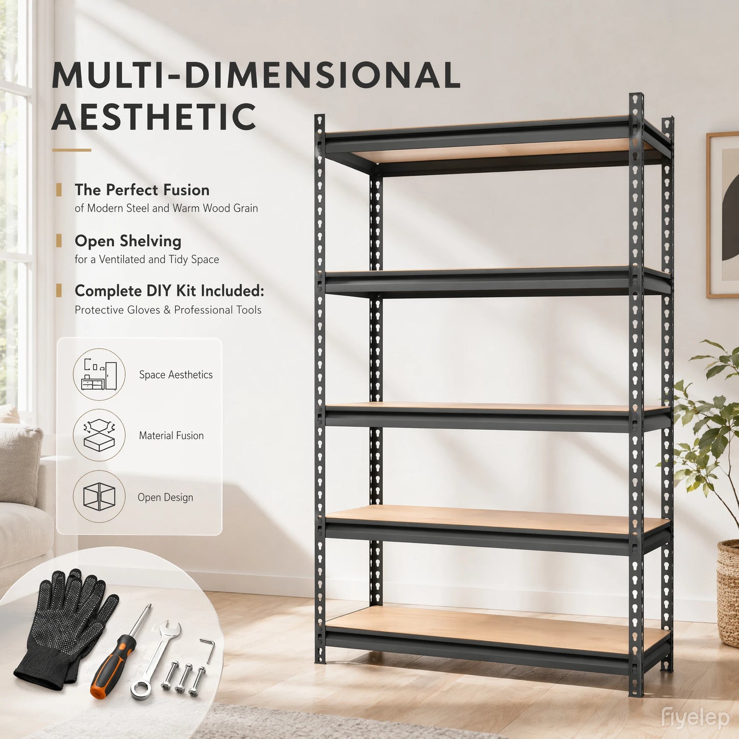 Heavy Duty Adjustable Metal Storage Rack With Mdf Shelves