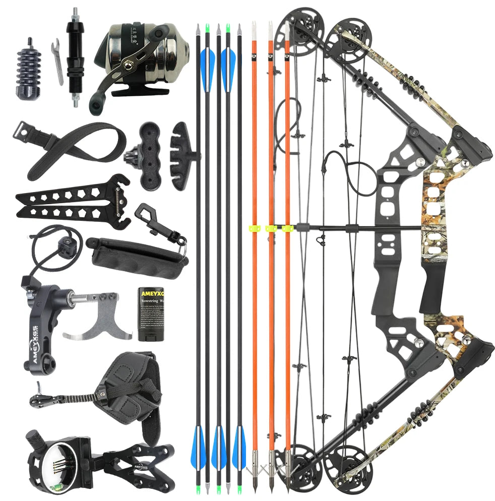 20-70lbs Adjustable Compound Bow Set 320FPS 80% Let-off Right Left Hand Archery Kit for Outdoor Hunting Shooting Sports