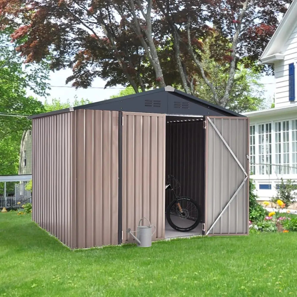 Outdoor Plastic Storage Shed With Lockable Door For Yard Patio