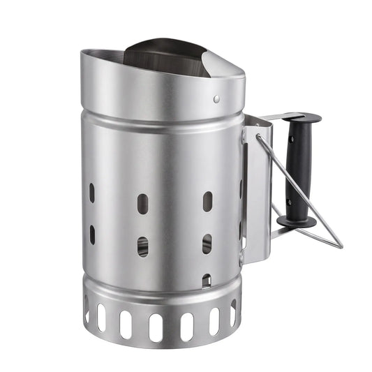 Stainless Steel Charcoal Chimney For Grill Quick Light Charcoal Chimney Starter With Heat Resistant Handle Safe BBQ Grill Charcoal Lighter Silver 32 X 19 X 32.5 CM
