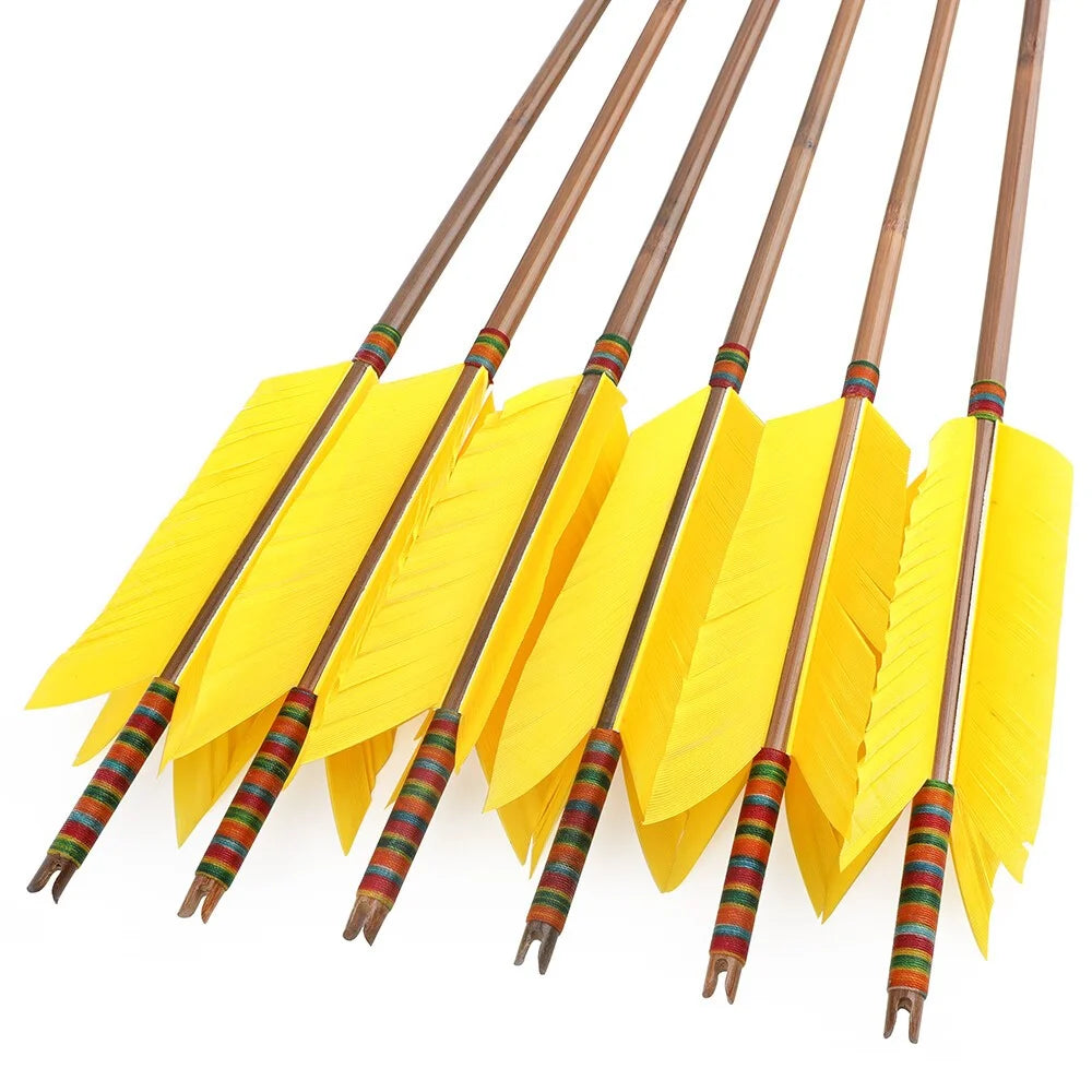 Premium Bamboo Archery Arrows Featuring Natural Turkey Feather Fletching