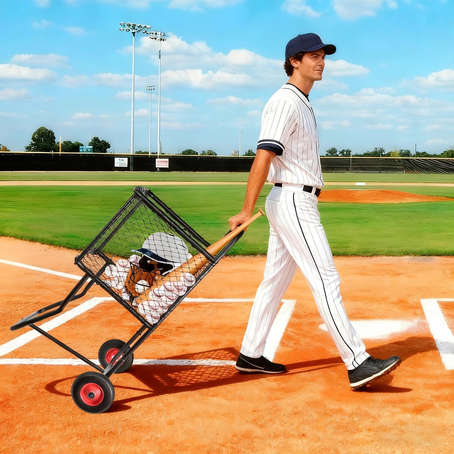 Durable Rolling Baseball Softball Storage Cart With Wheels