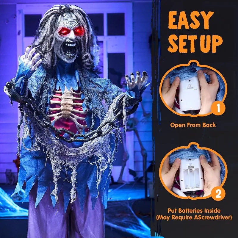 Joyfy Animatronic Zombie Halloween Standup Decoration Prop
