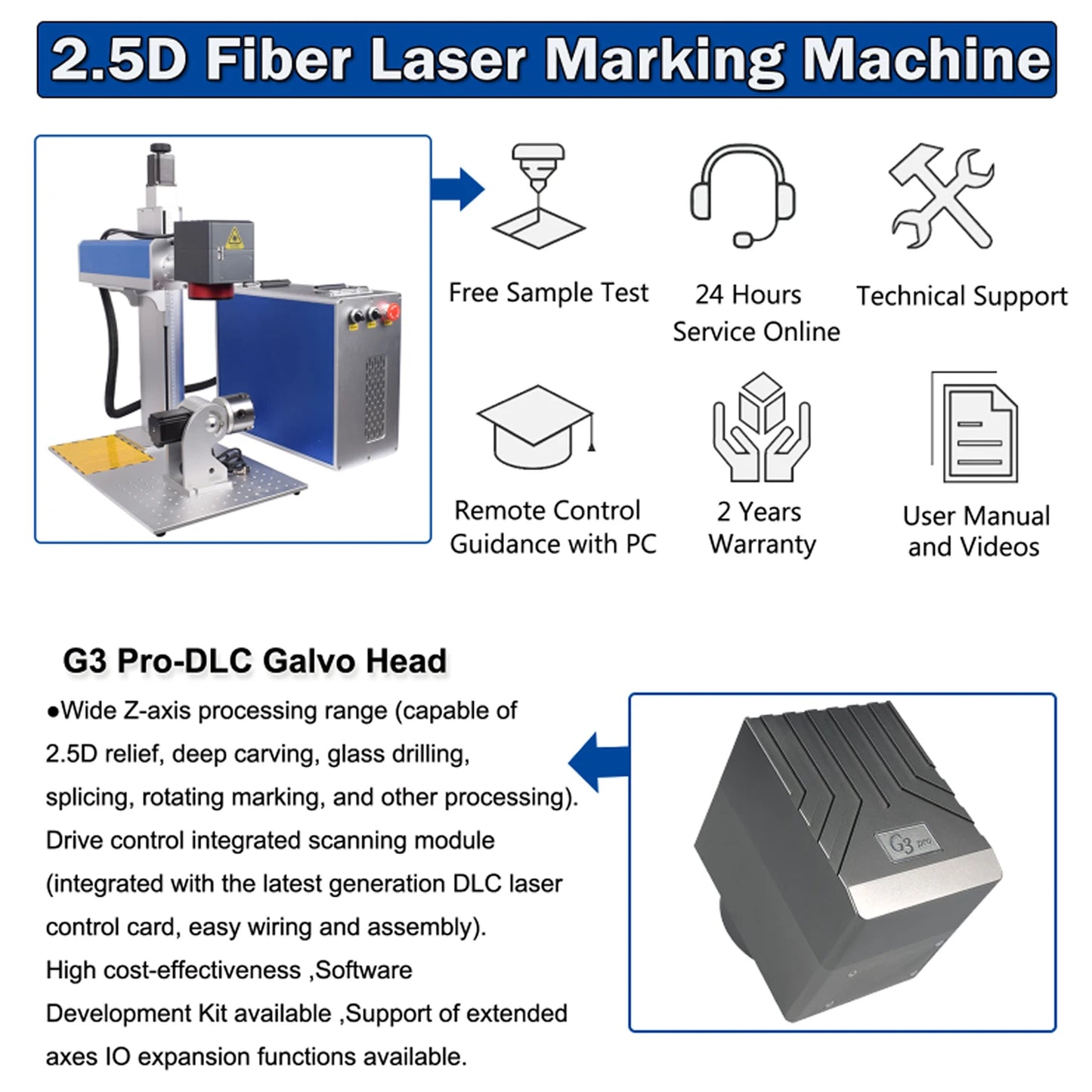 CNCZONE 100W Fiber Laser Marking Machine MOPA Engraver Ezcad3