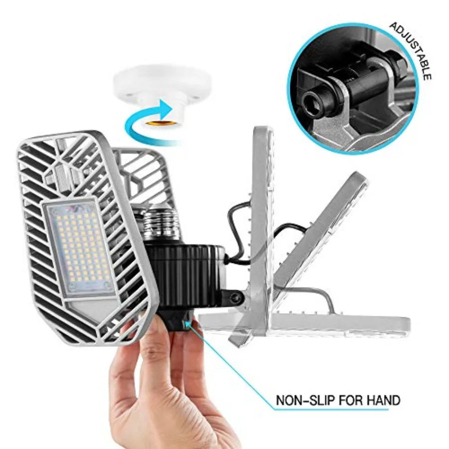 Deformable LED Garage Ceiling Light Adjustable Solar Shop Lamp