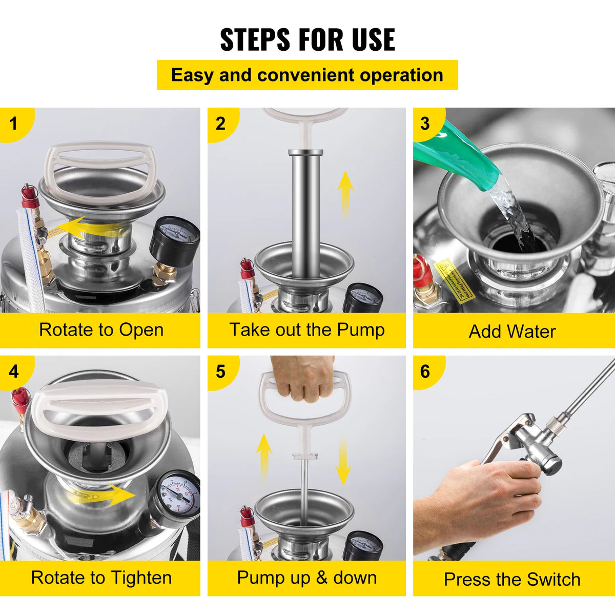SucceBuy Stainless Steel Hand Powered Garden Sprayer Pump