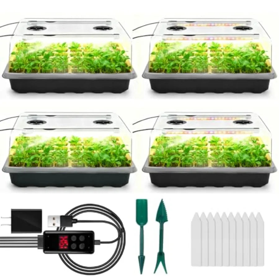 Automatic Seed Starter Tray With Led Grow Light And Dome