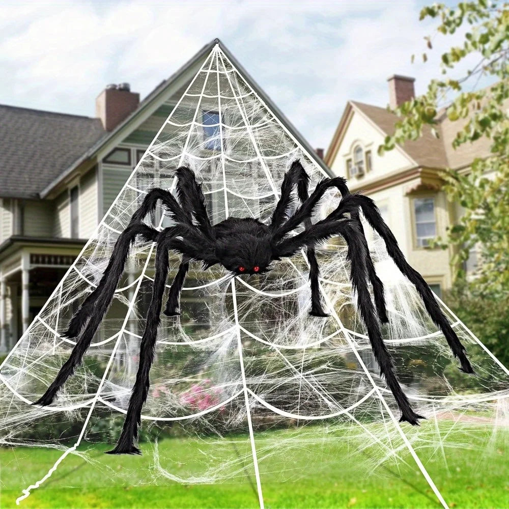 Halloween Giant Spider And Spider Web Outdoor Decor Set