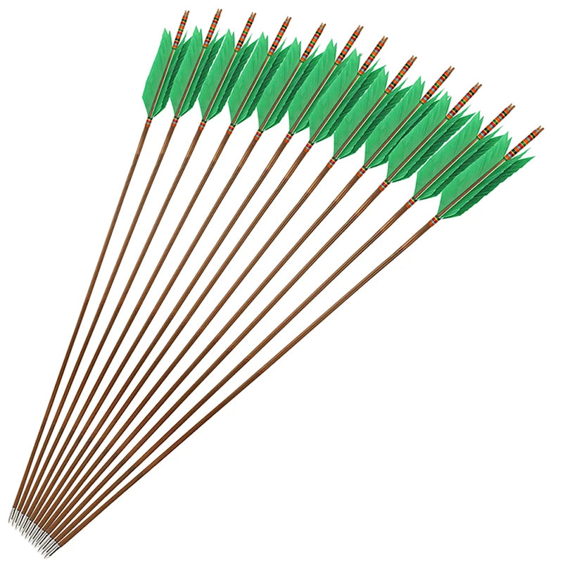 Premium Bamboo Archery Arrows Featuring Natural Turkey Feather Fletching