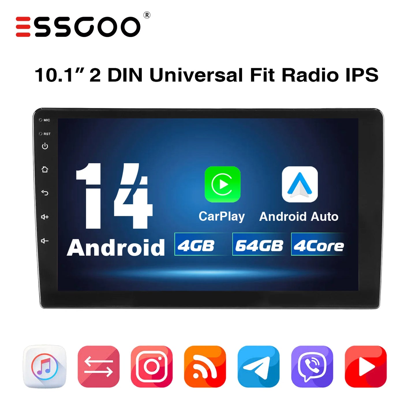 Essgoo Wireless CarPlay Android Auto Car Stereo Radio With GPS