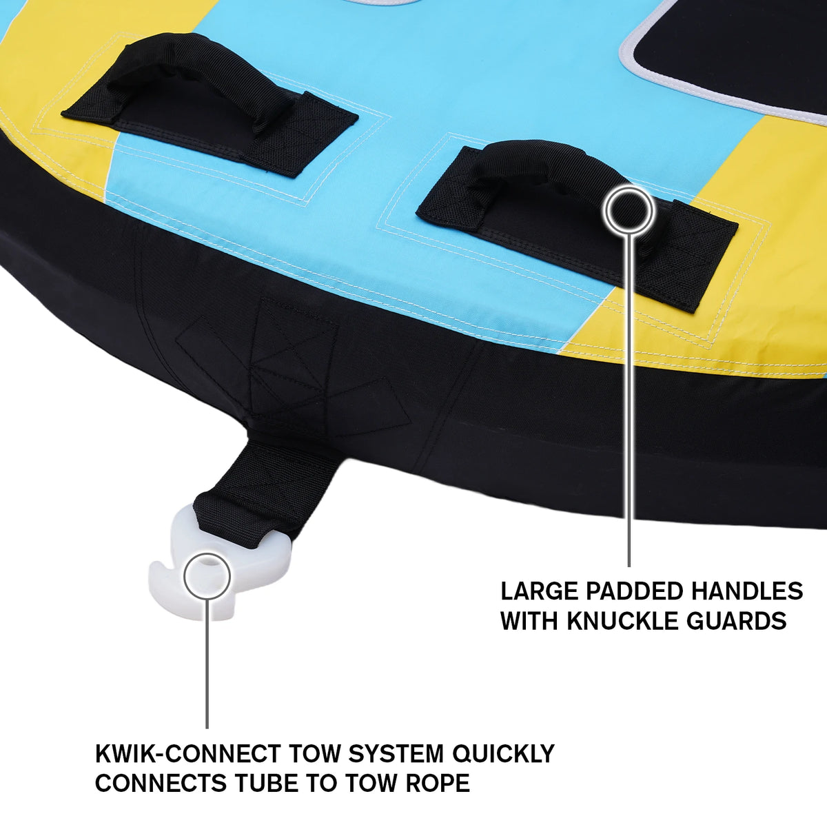 2 Person Towable Tube for Boating, Heavy Duty 420D Nylon Cover Pull Tube with Tow Points, Water Sport Tubes and Towables for Lake River Water Sports Fun