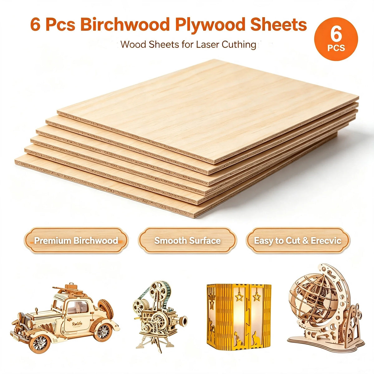 AlgoLaser Unfinished Birch Plywood Sheets For Laser Engraving Craft