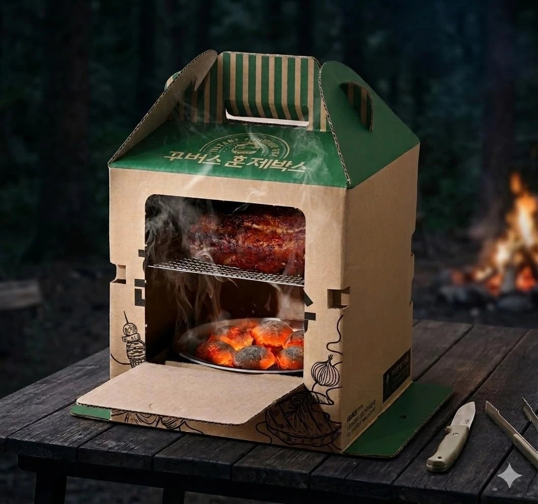 Disposable Portable Charcoal BBQ Grill Smoker Roasting Box Food Grade Paper Quick Light 90 Mins Burning Outdoor Barbecue Grill For Camping Picnic Beach Pack Of 2