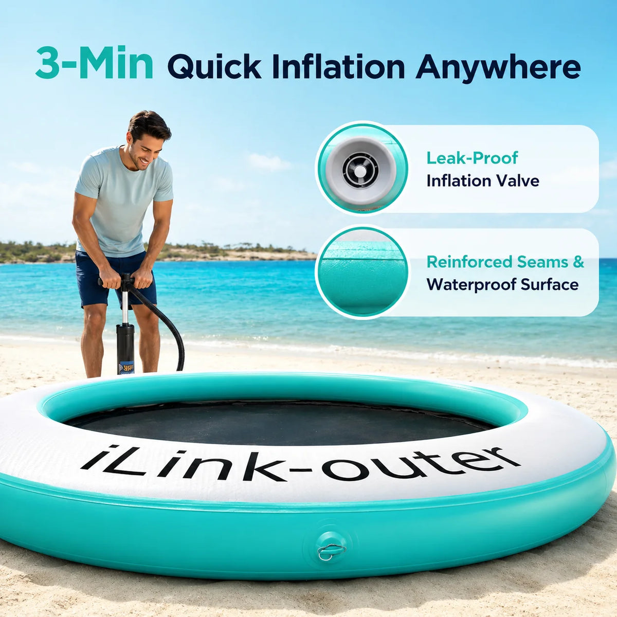 Vancen Inflatable Water Hammock Float With Mesh Center Pool Raft