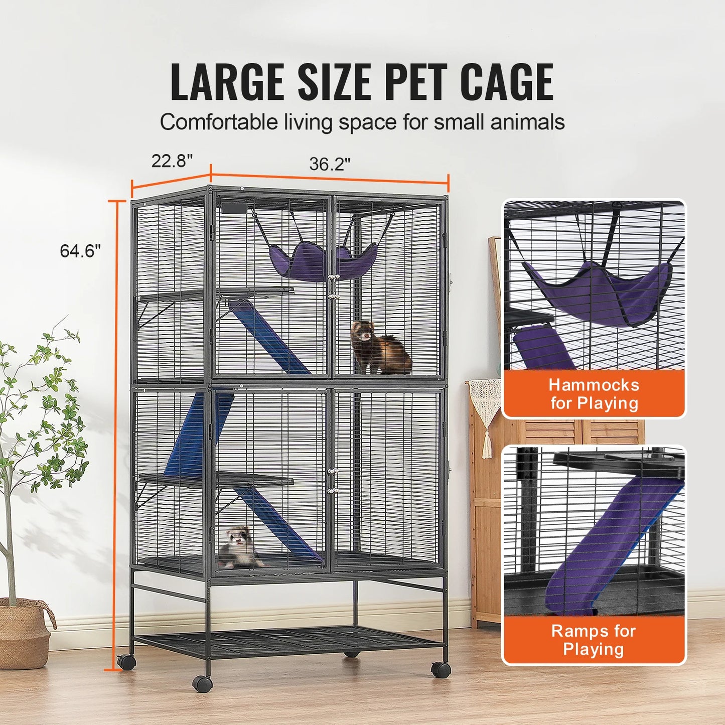 Premium Rolling Multi Tier Metal Small Animal Pet Cage