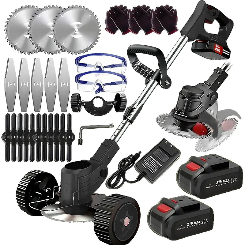 Wireless Electric Weed Trimmer And Lawn Edger With Dual Batteries