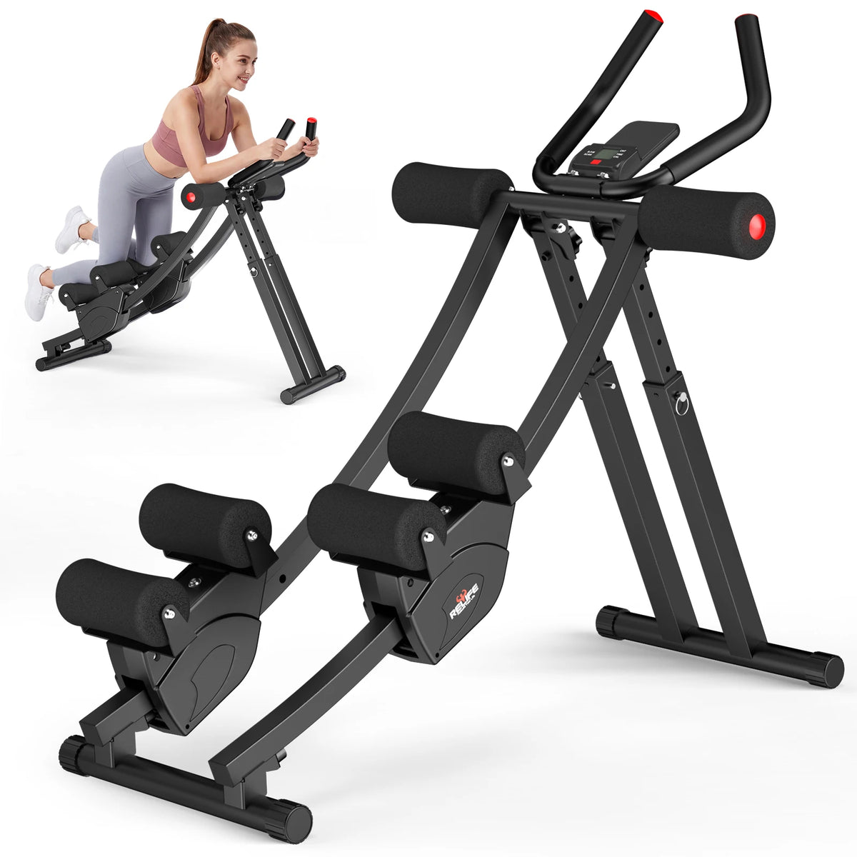 RELIFE Foldable Dual Track Ab Machine Core Trainer for Home Fitness