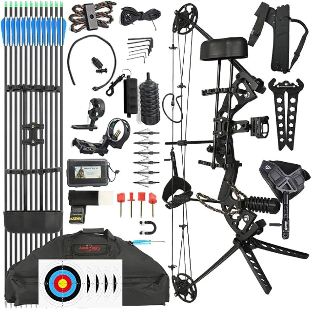 Dual Purpose Compound Bow Set Steel Arrow Ball Target Hunting