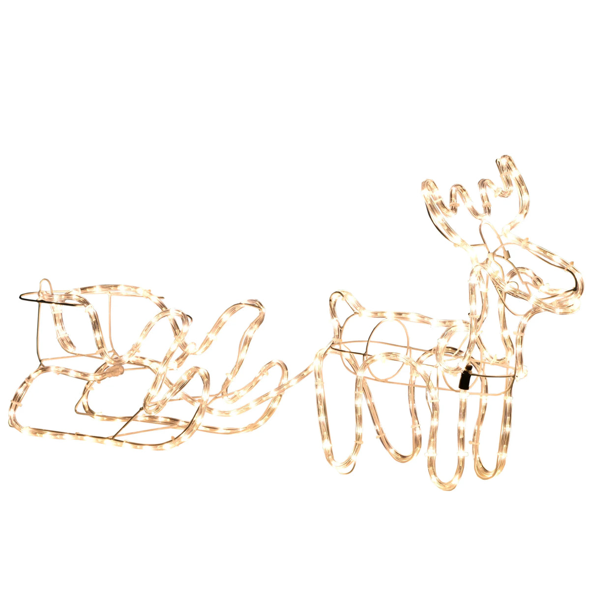 Christmas Reindeer And Sleigh Yard Decoration With LED Lights