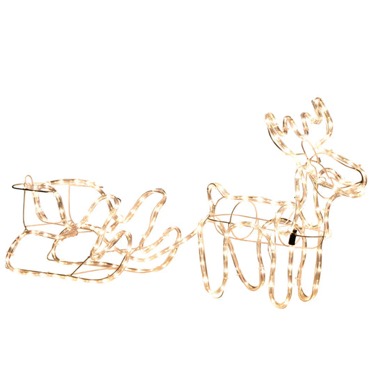 Christmas Reindeer And Sleigh Yard Decoration With LED Lights
