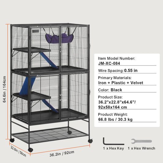 Premium Rolling Multi Tier Metal Small Animal Pet Cage