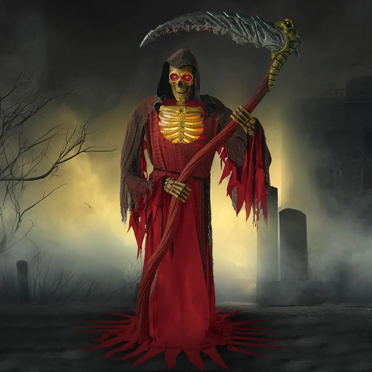 Animatronic Grim Reaper Halloween Outdoor Decor With Sensor