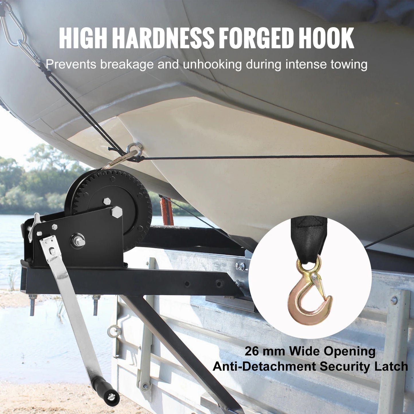Succebuy Heavy Duty Manual Boat Trailer Winch With Ratchet Strap