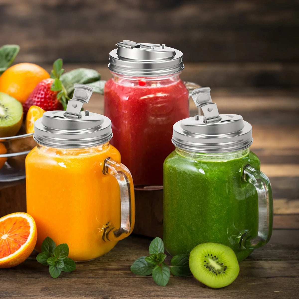 Stainless Steel Mason Jar Sealing Caps With Pour Nozzles