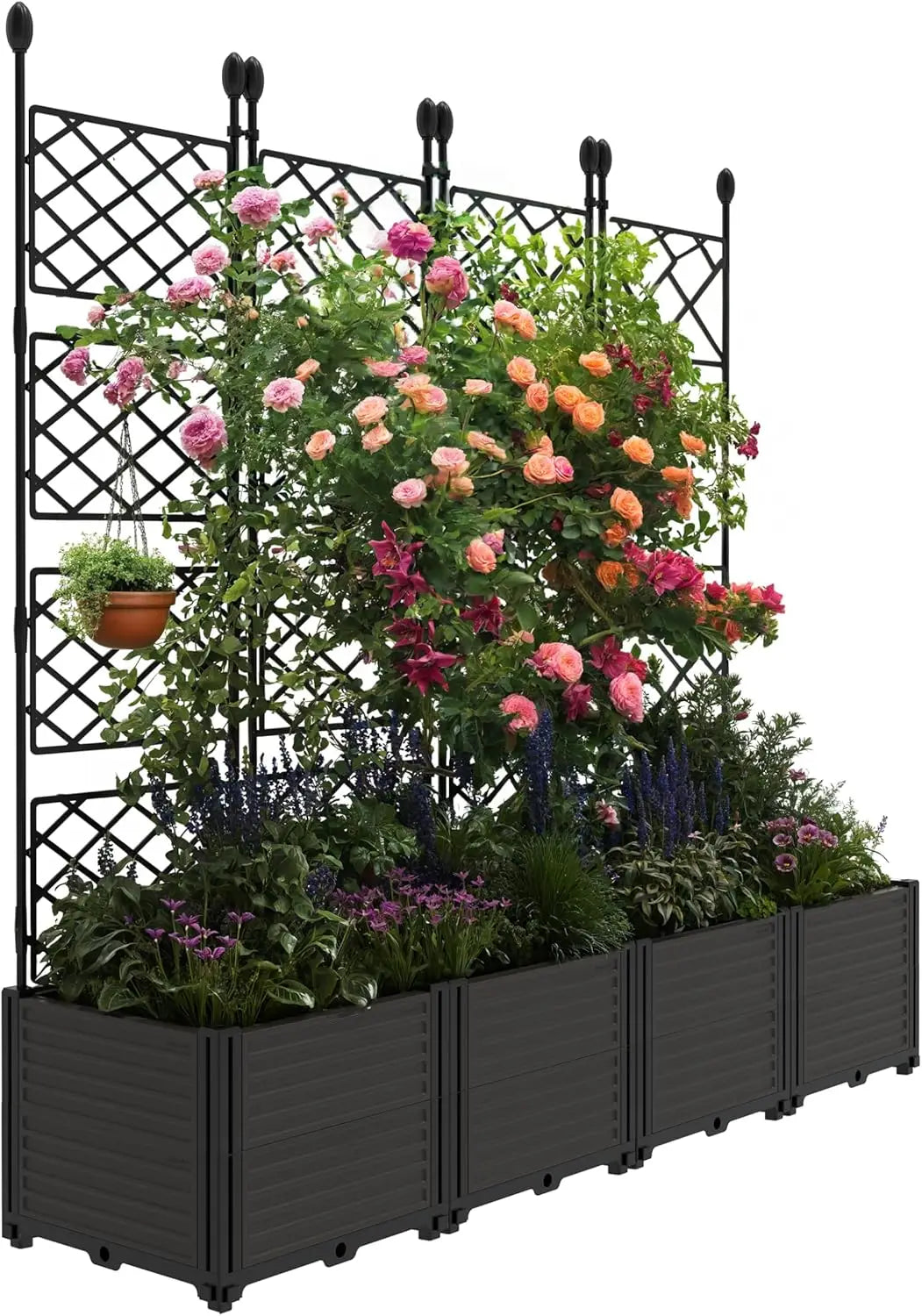 Twister Ck Plastic Planter Box With Trellis For Garden Planting