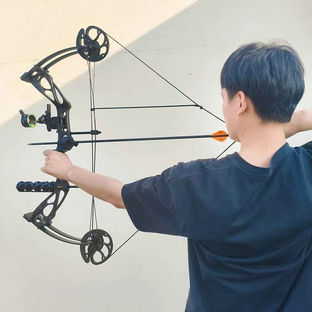 Compound Bow 0-70lbs Adjustable 80% Let-off 325fps Aluminum Alloy Riser Right Hand for Hunting Shooting Outdoor Target Practice