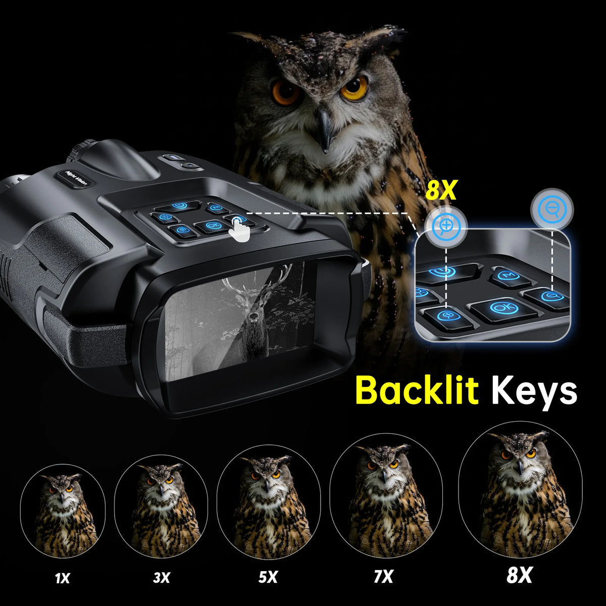 DIYIMIN Night Vision Binoculars 8X Infrared 600M Rechargeable