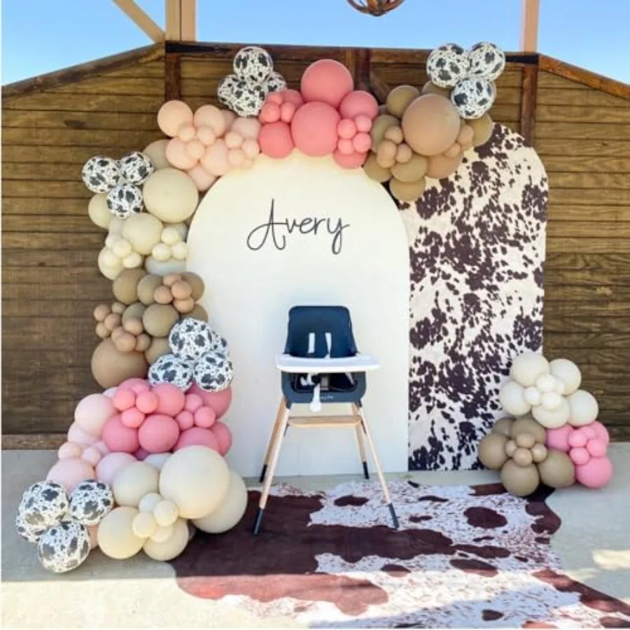 Cow Print Balloon Arch Kit for Western Farm Birthday Decor