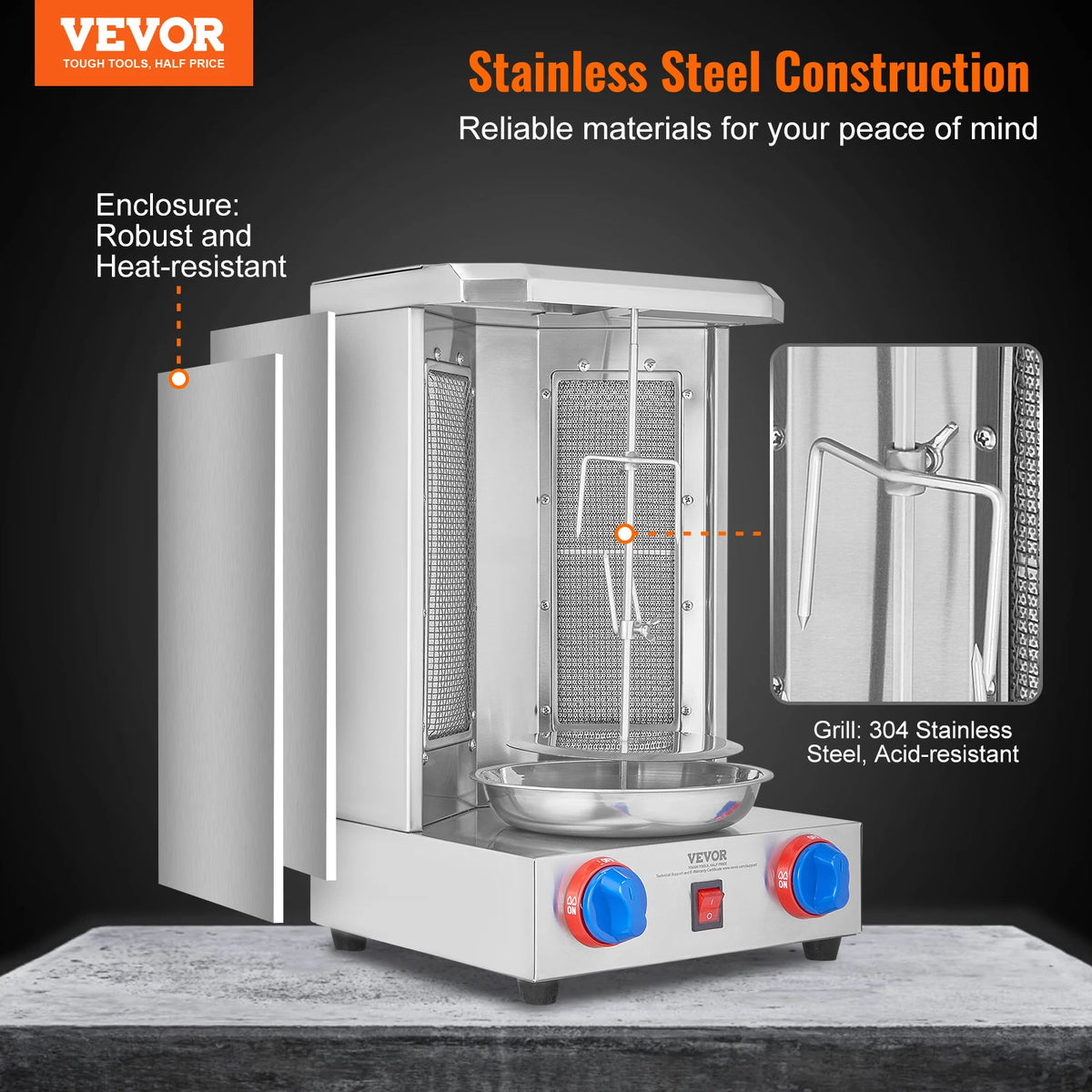 SucceBuy Gas Shawarma Grill Rotisserie for Gyro and Doner Kebab
