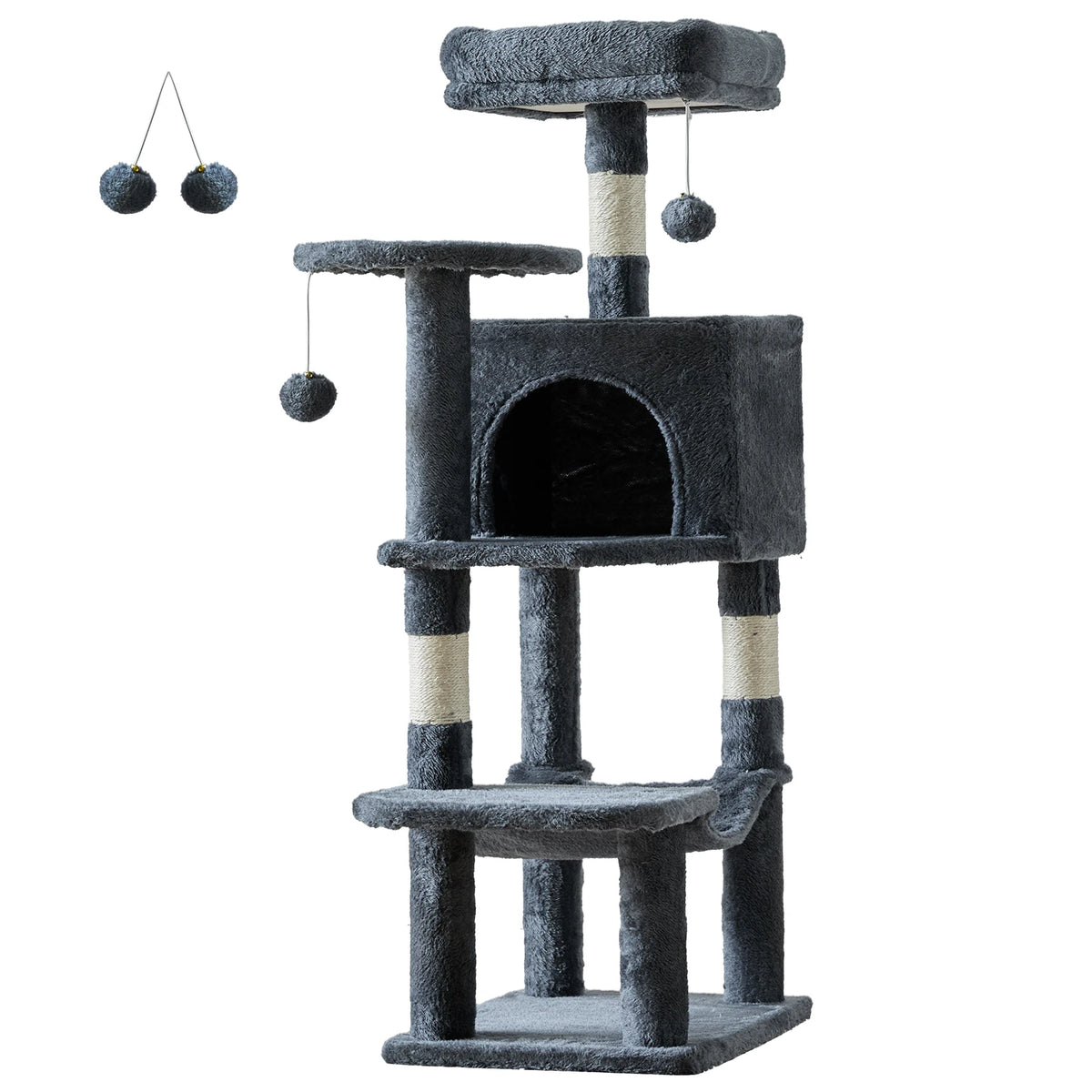 JHK Four Tier Cat Tree Featuring Sisal Posts And Hammock