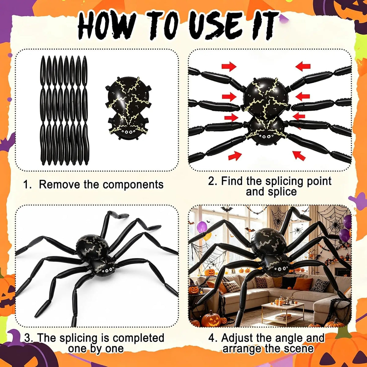 Halloween Balloon Arch Kit With Giant Spider Foil Balloons