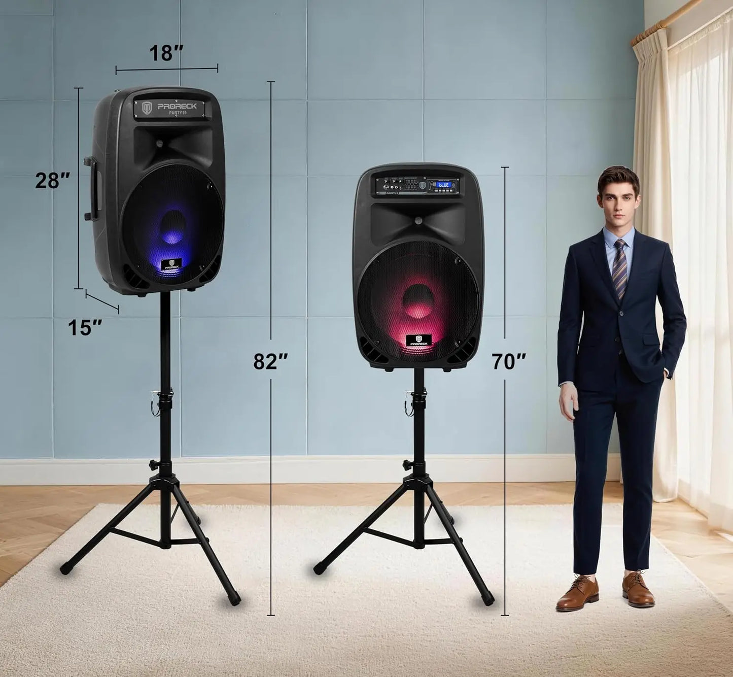 Proreck Powered PA Speaker System Bluetooth FM Remote Control