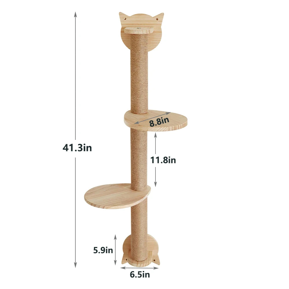 CWV Wall Mounted Cat Climbing Shelf Sisal Scratching Post