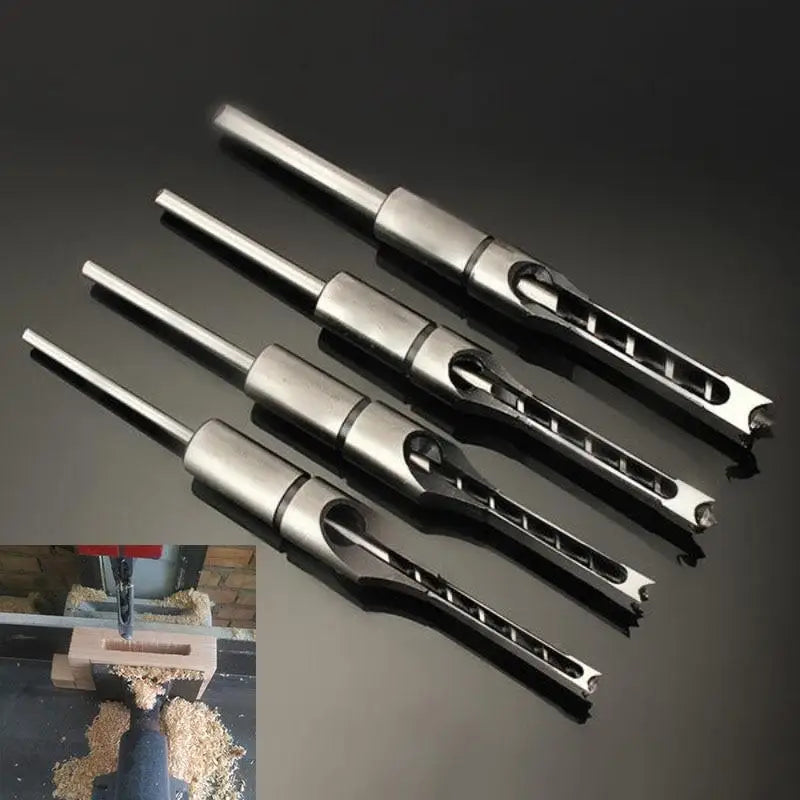 Carbon Steel Square Auger Mortising Woodworking Drill Bit Set