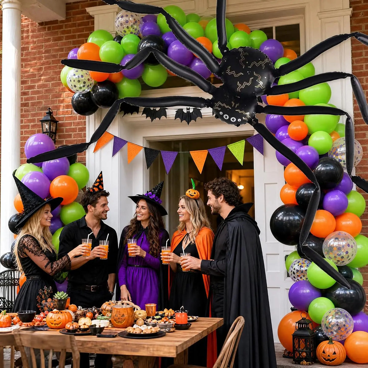 Halloween Balloon Arch Kit With Giant Spider Foil Balloons