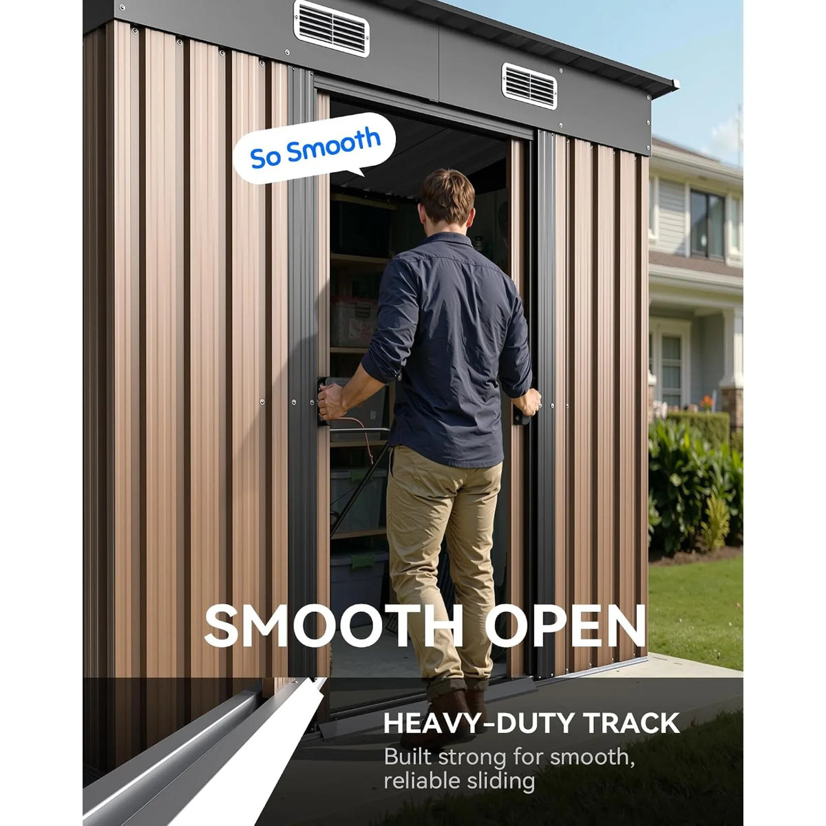 Metal Outdoor Storage Shed With Lockable Sliding Door And Vents