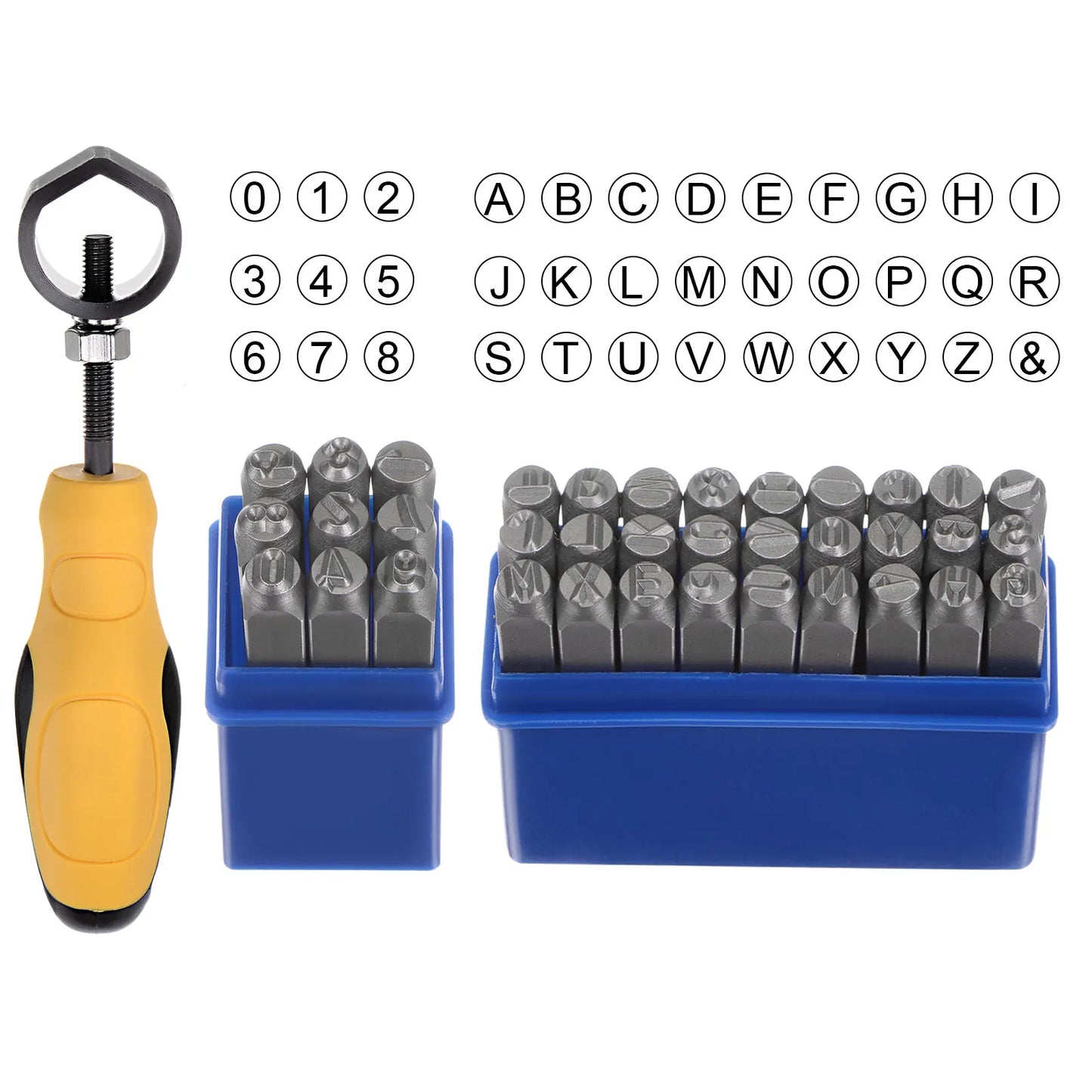 UXCELL Metal Stamping Kit Letter Punch Press Tool Chrome Steel