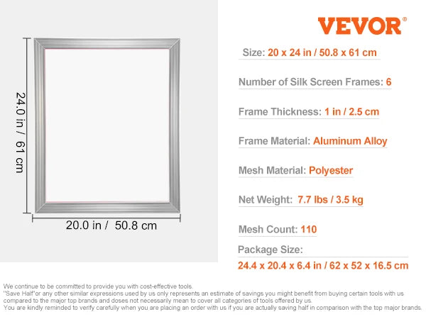 SucceBuy High Tension Aluminum Silk Screen Printing Frame Nylon Mesh