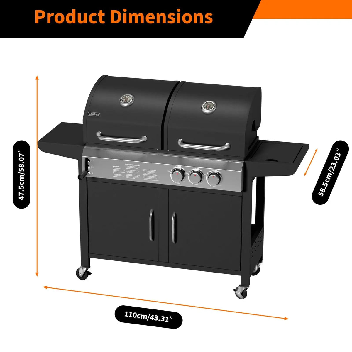 Convertible Propane Gas Griddle With Hood And Removable Cart